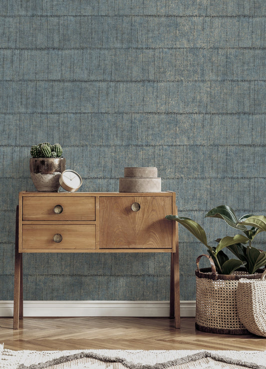 Advantage Blake Denim Texture Stripe Wallpaper, 20.5-in by 33-ft