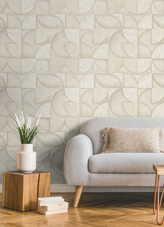 Advantage Addison Stone Retro Geo Wallpaper, 20.5-in by 33-ft