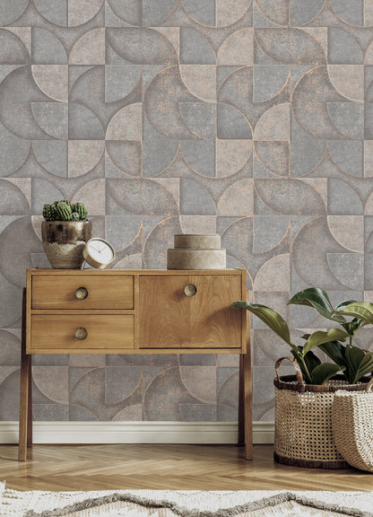 Advantage Addison Grey Retro Geo Wallpaper, 20.5-in by 33-ft