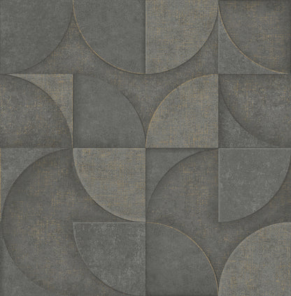 Advantage Addison Charcoal Retro Geo Wallpaper, 20.5-in by 33-ft