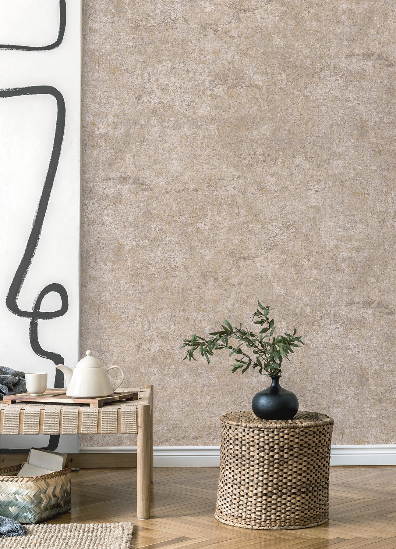 Advantage Colt Blush Cement Wallpaper, 20.5-in by 33-ft