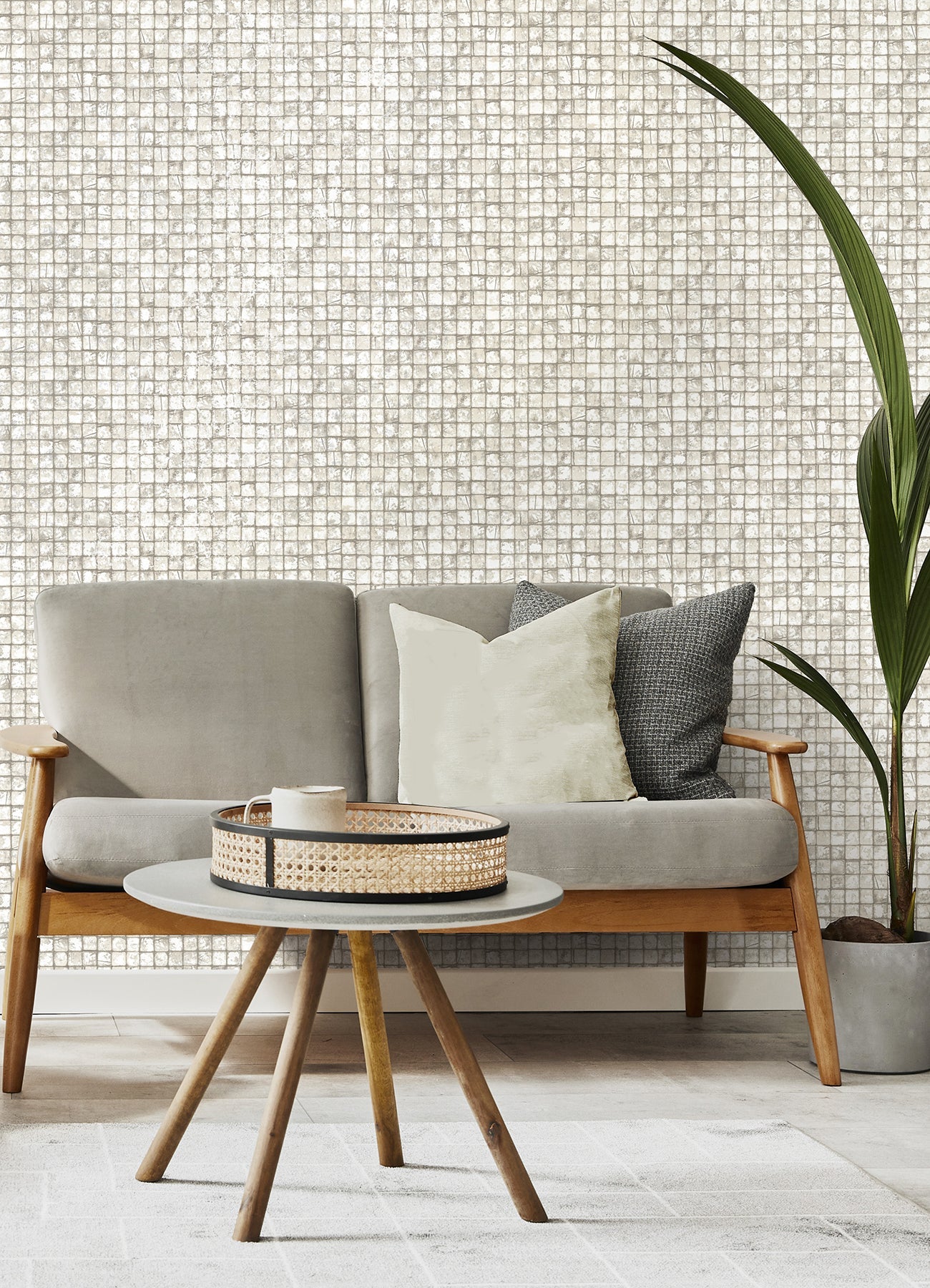 Advantage Kingsley Off White Tiled Wallpaper, 20.5-in by 33-ft