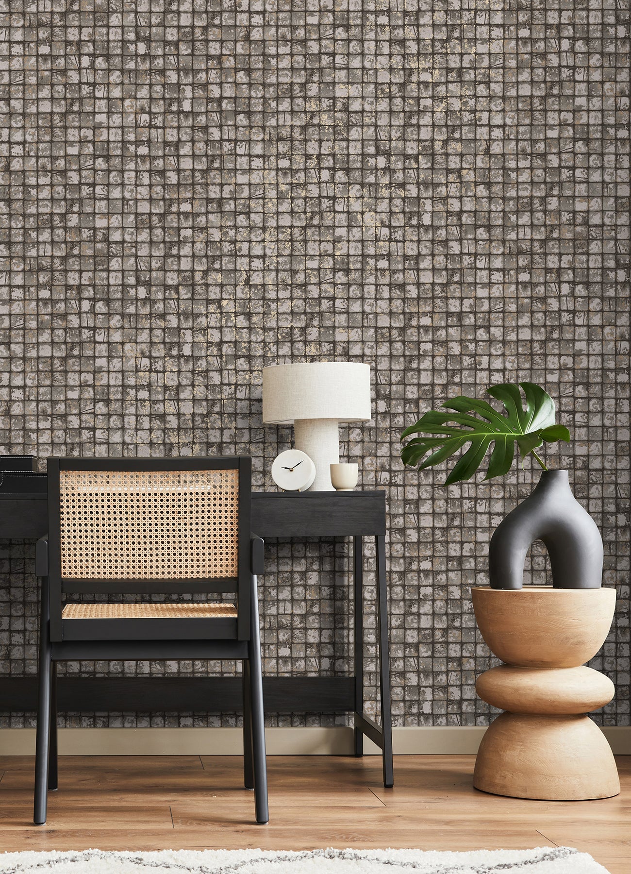 Advantage Kingsley Grey Tiled Wallpaper, 20.5-in by 33-ft