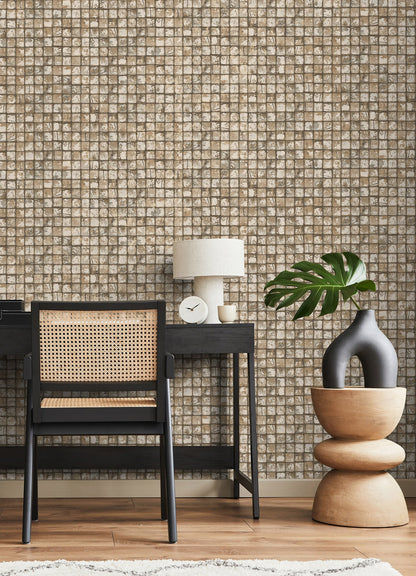 Advantage Kingsley Neutral Tiled Wallpaper, 20.5-in by 33-ft