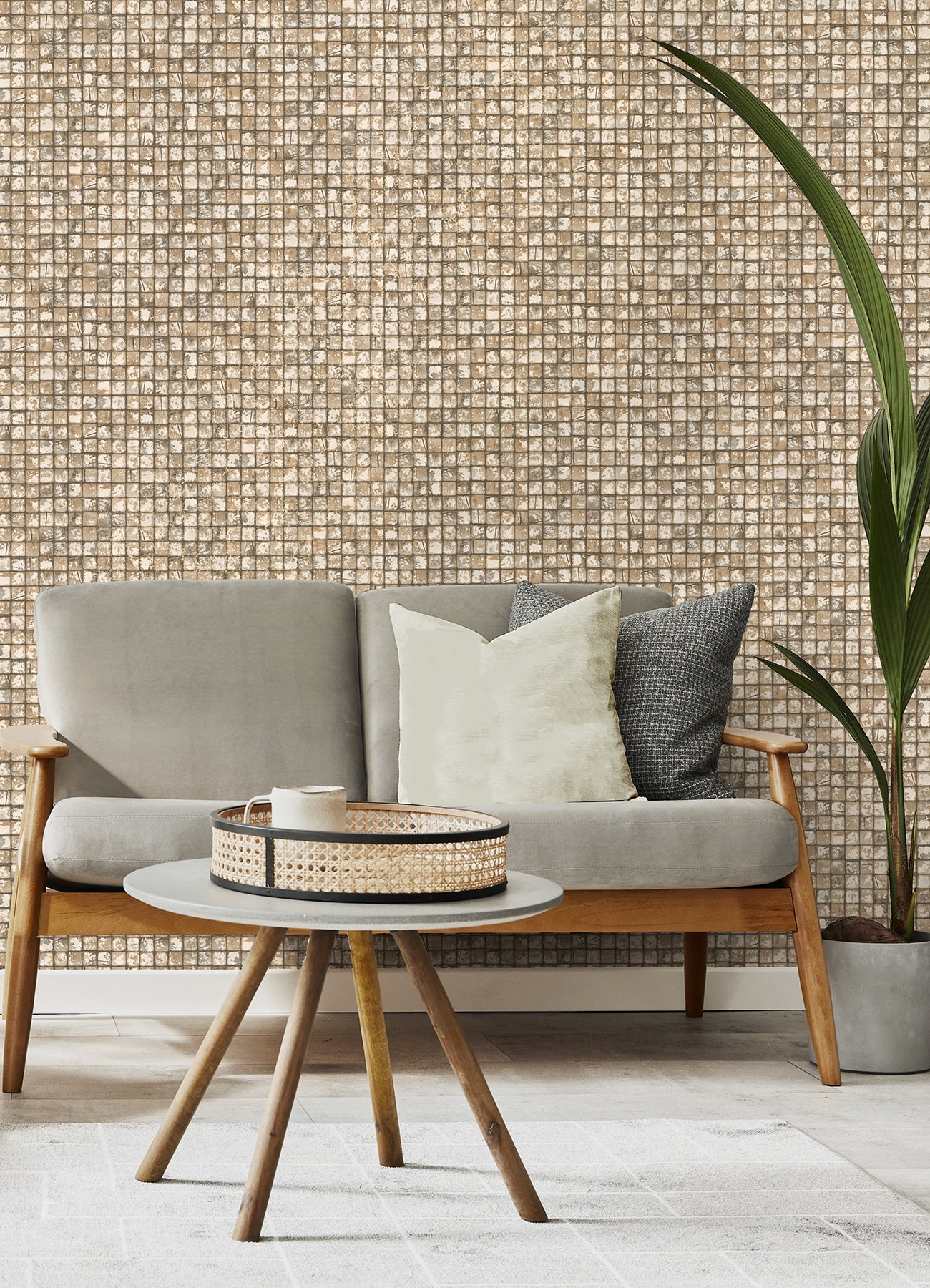 Advantage Kingsley Neutral Tiled Wallpaper, 20.5-in by 33-ft