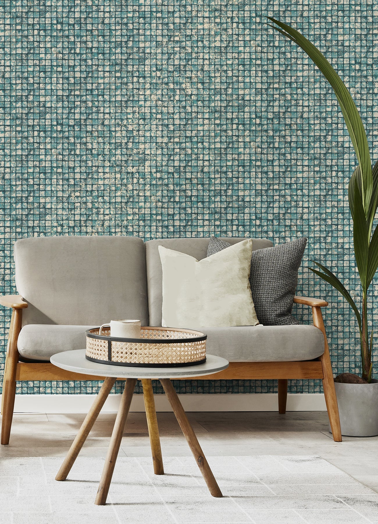 Advantage Kingsley Blue Tiled Wallpaper, 20.5-in by 33-ft