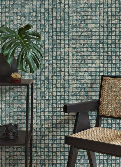 Advantage Kingsley Blue Tiled Wallpaper, 20.5-in by 33-ft