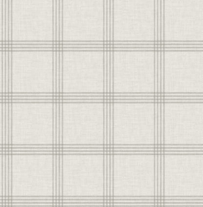 Chesapeake Twain Dove Plaid Wallpaper, 20.5-in by 33-ft