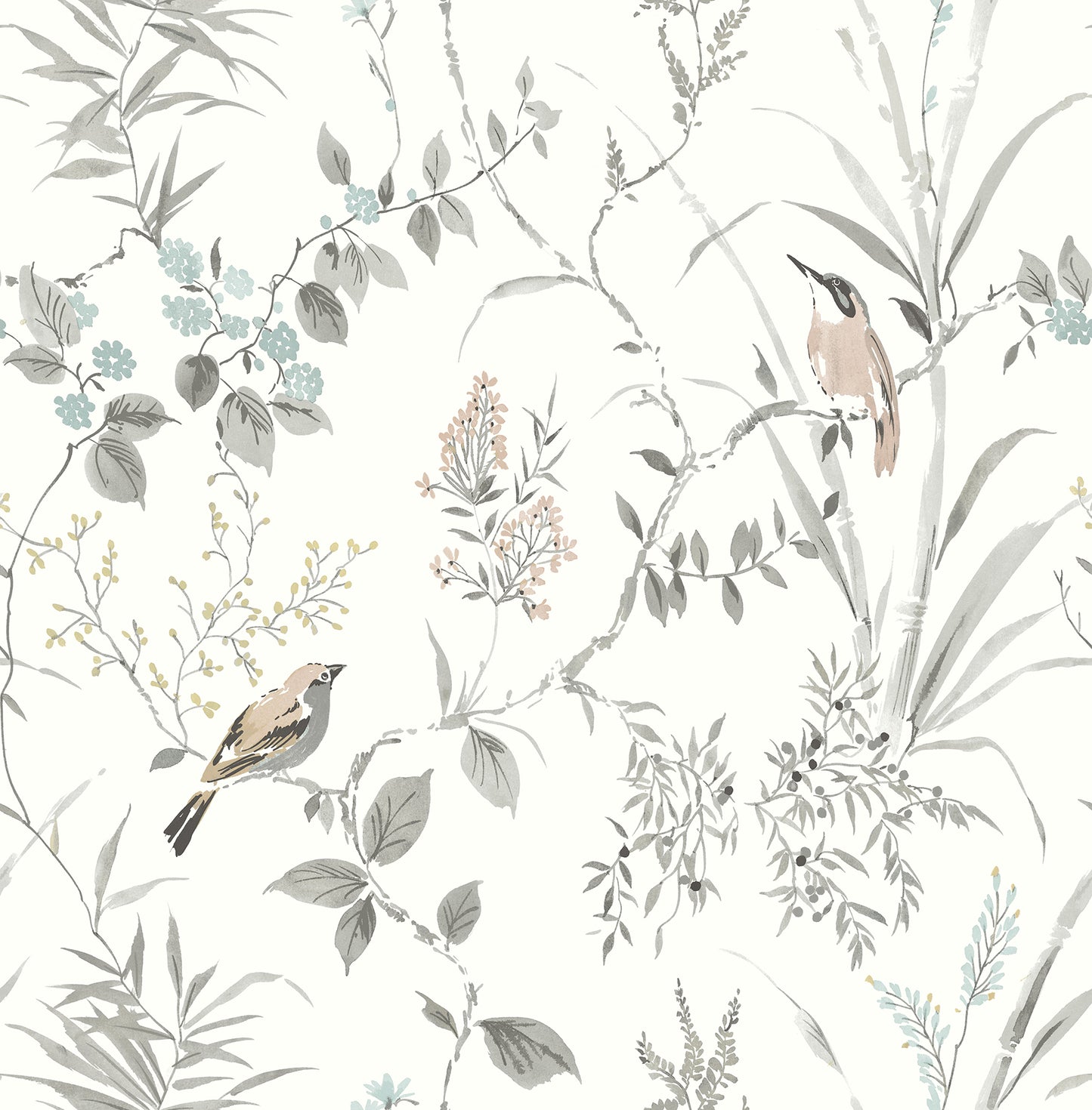 Chesapeake Imperial Garden Neutral Botanical Wallpaper, 20.5-in by 33-ft