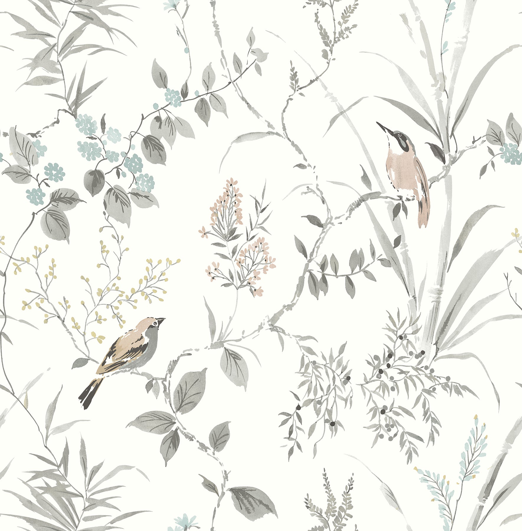 Chesapeake Imperial Garden Neutral Botanical Wallpaper, 20.5-in by 33-ft