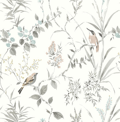 Chesapeake Imperial Garden Neutral Botanical Wallpaper, 20.5-in by 33-ft