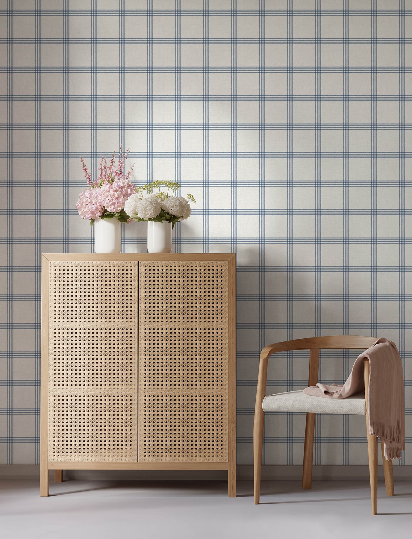 Chesapeake Twain Denim Plaid Wallpaper, 20.5-in by 33-ft