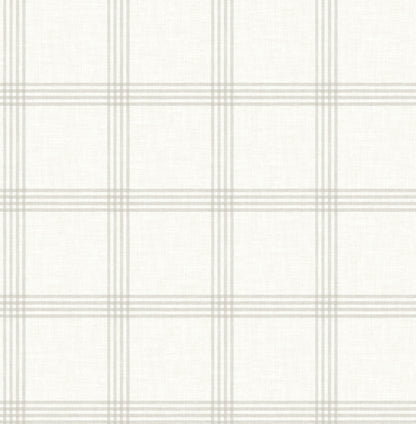 Chesapeake Twain Light Grey Plaid Wallpaper, 20.5-in by 33-ft