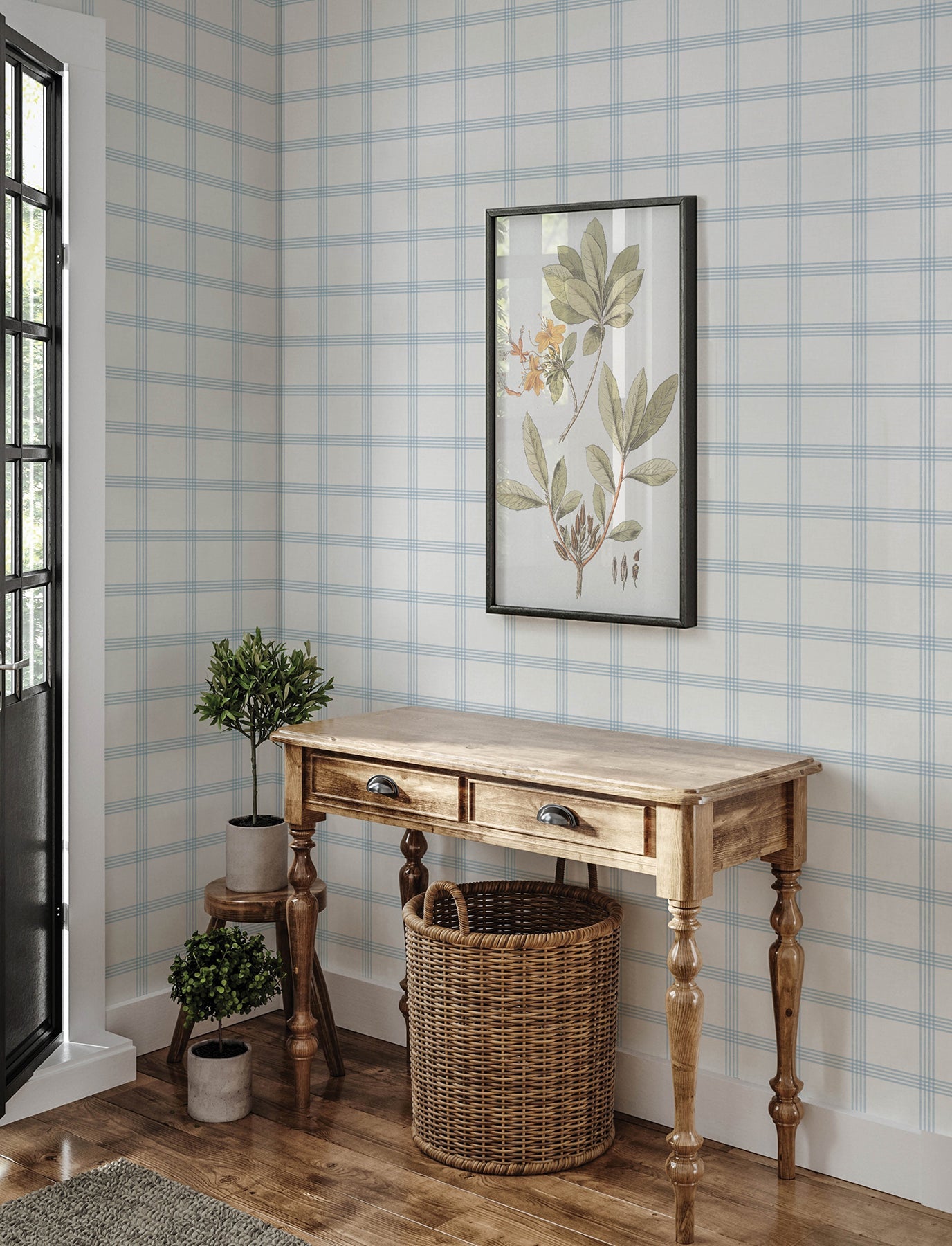 Chesapeake Twain Light Blue Plaid Wallpaper, 20.5-in by 33-ft