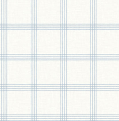 Chesapeake Twain Light Blue Plaid Wallpaper, 20.5-in by 33-ft