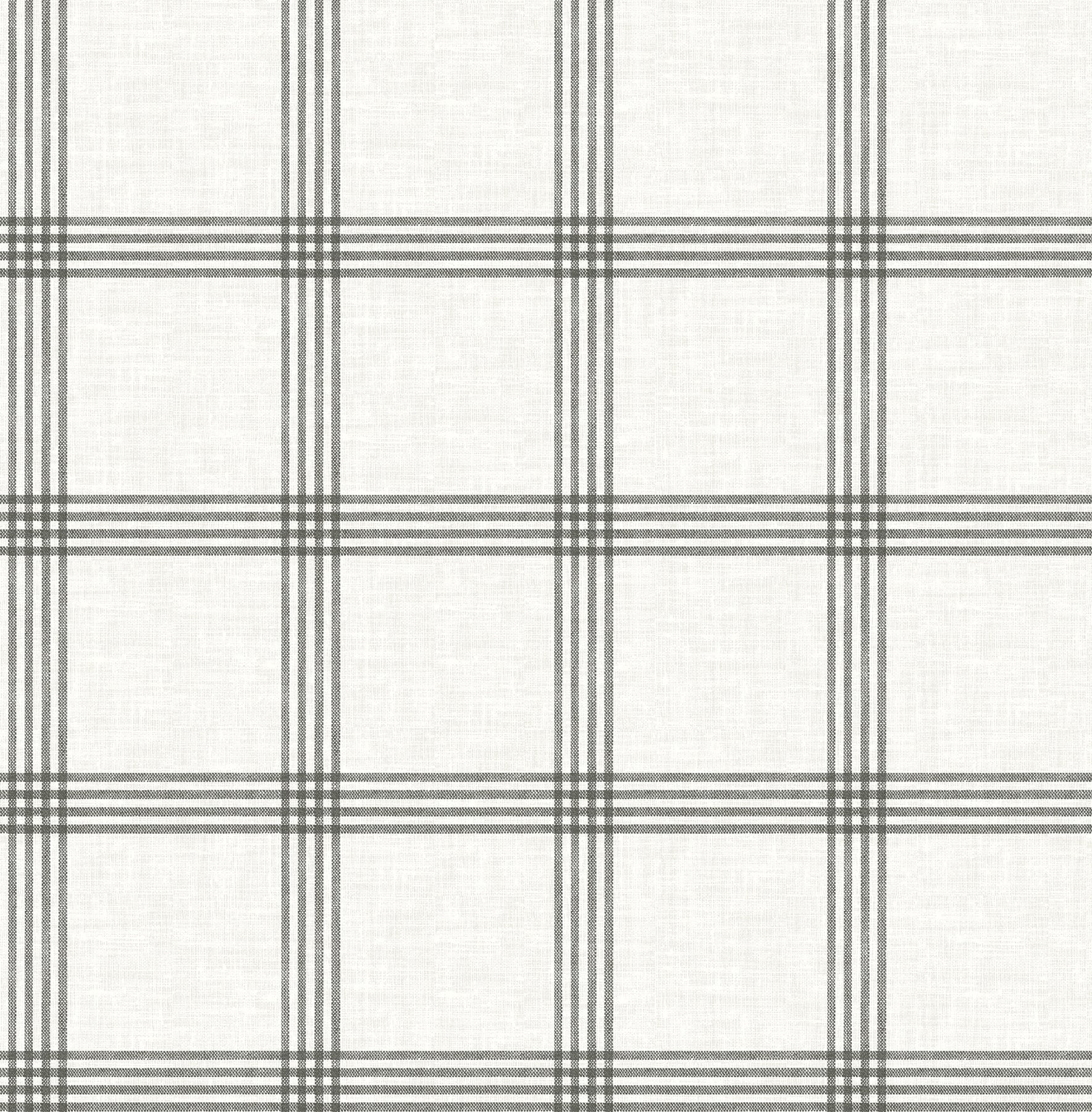 Chesapeake Twain Charcoal Plaid Wallpaper, 20.5-in by 33-ft