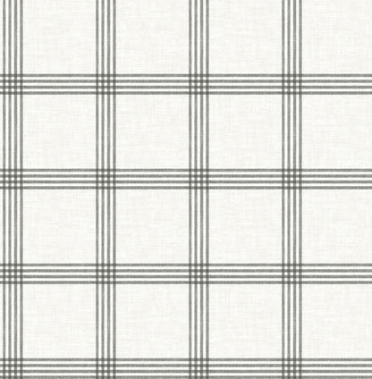 Chesapeake Twain Charcoal Plaid Wallpaper, 20.5-in by 33-ft