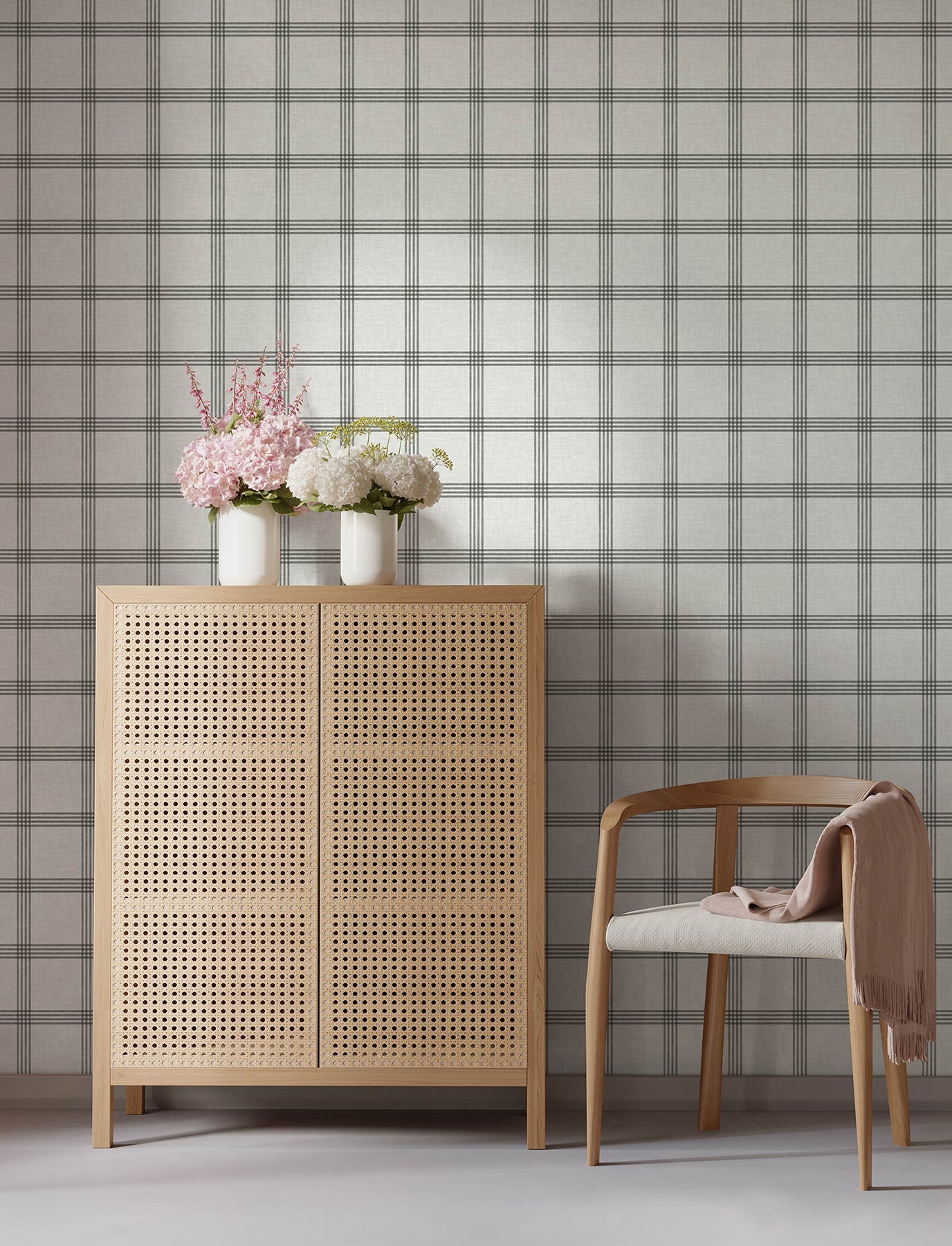 Chesapeake Twain Charcoal Plaid Wallpaper, 20.5-in by 33-ft