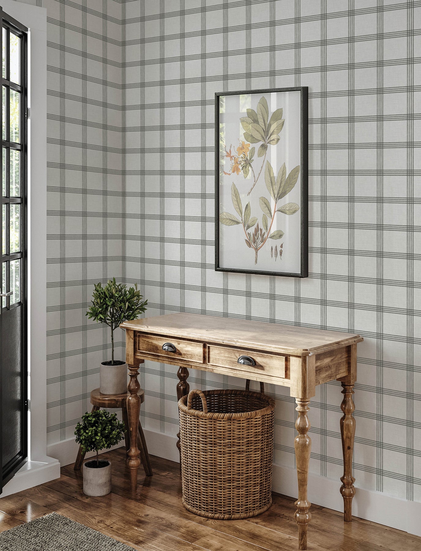 Chesapeake Twain Charcoal Plaid Wallpaper, 20.5-in by 33-ft