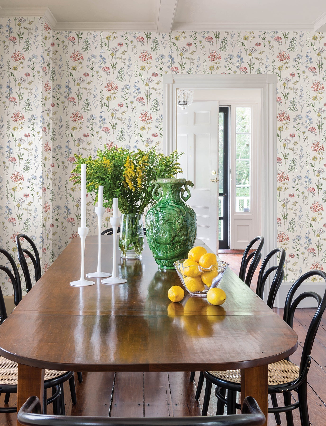 Chesapeake Bergamot Multicolor Wildflower Wallpaper, 27-in by 27-ft