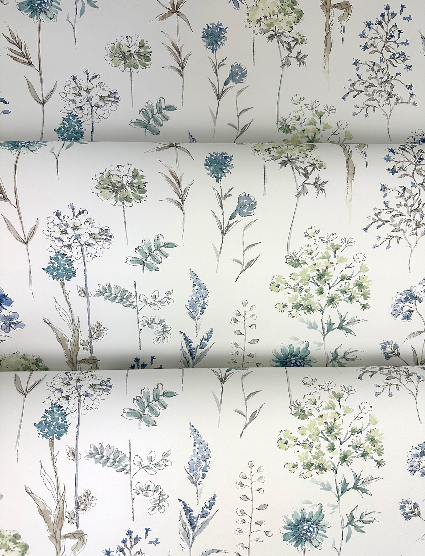 Chesapeake Bergamot Sea Green Wildflower Wallpaper, 27-in by 27-ft