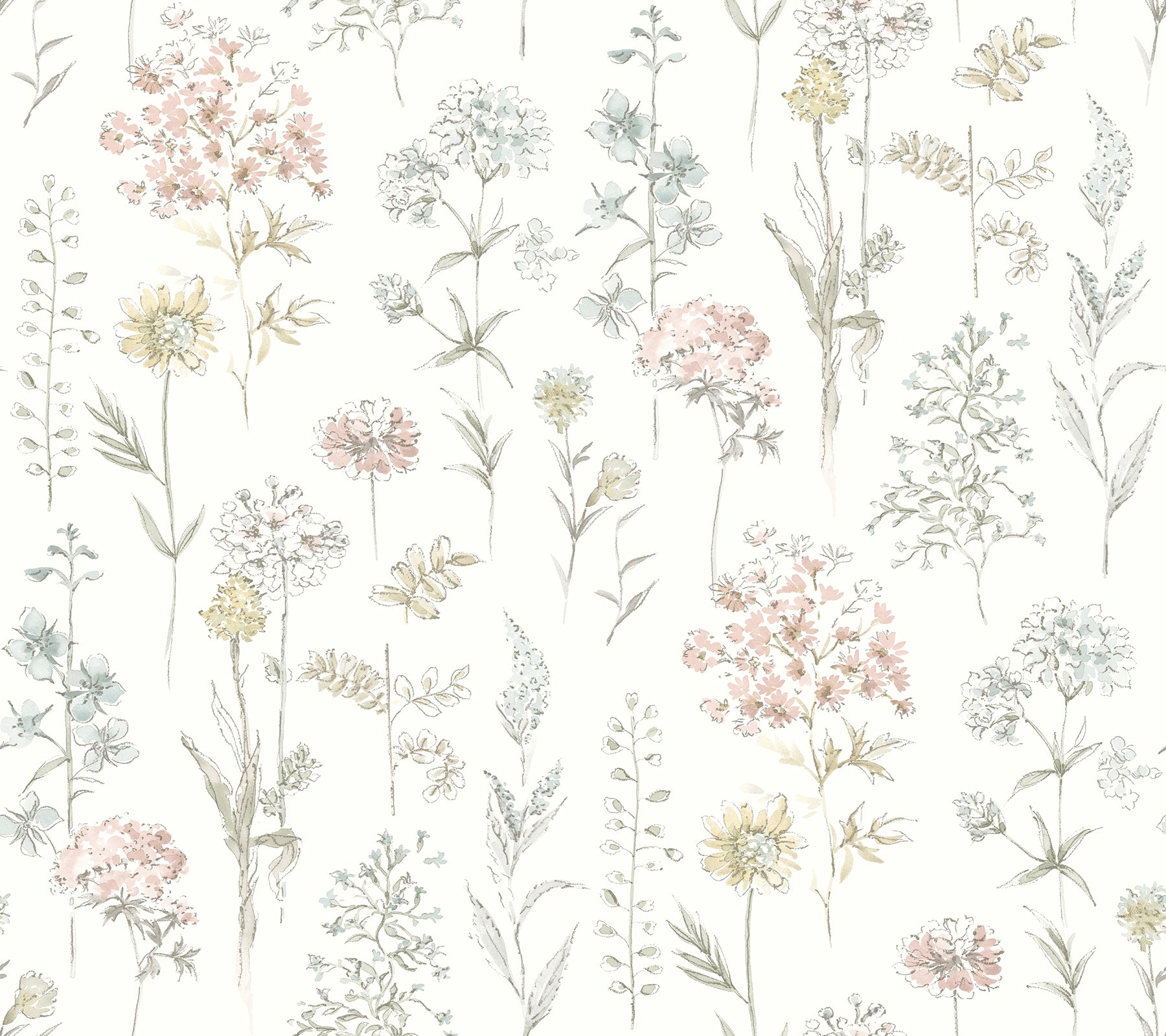 Chesapeake Bergamot Pastel Wildflower Wallpaper, 27-in by 27-ft