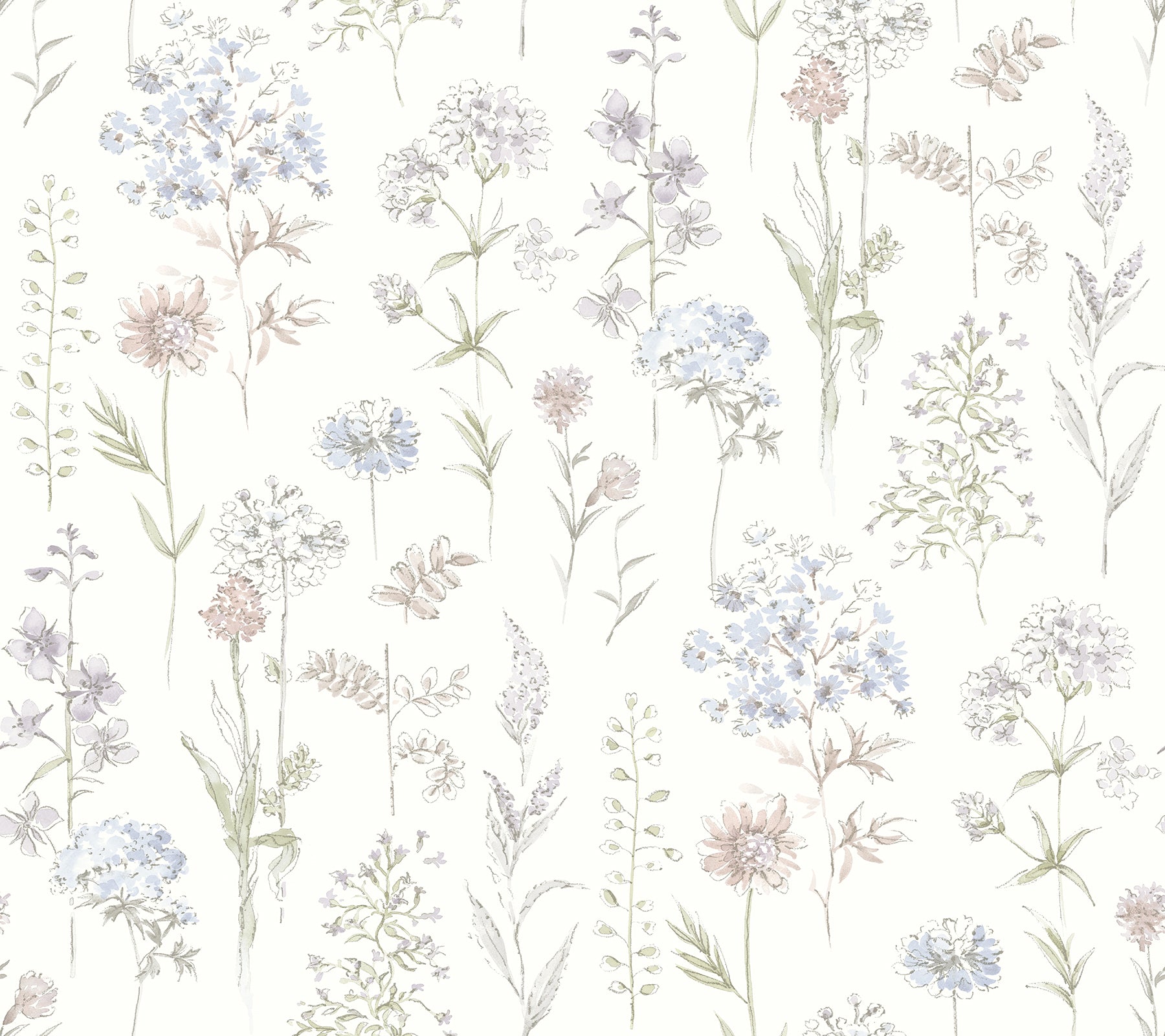 Chesapeake Bergamot Lavender Wildflower Wallpaper, 27-in by 27-ft