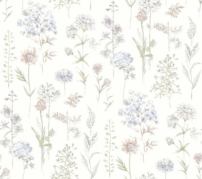 Chesapeake Bergamot Lavender Wildflower Wallpaper, 27-in by 27-ft