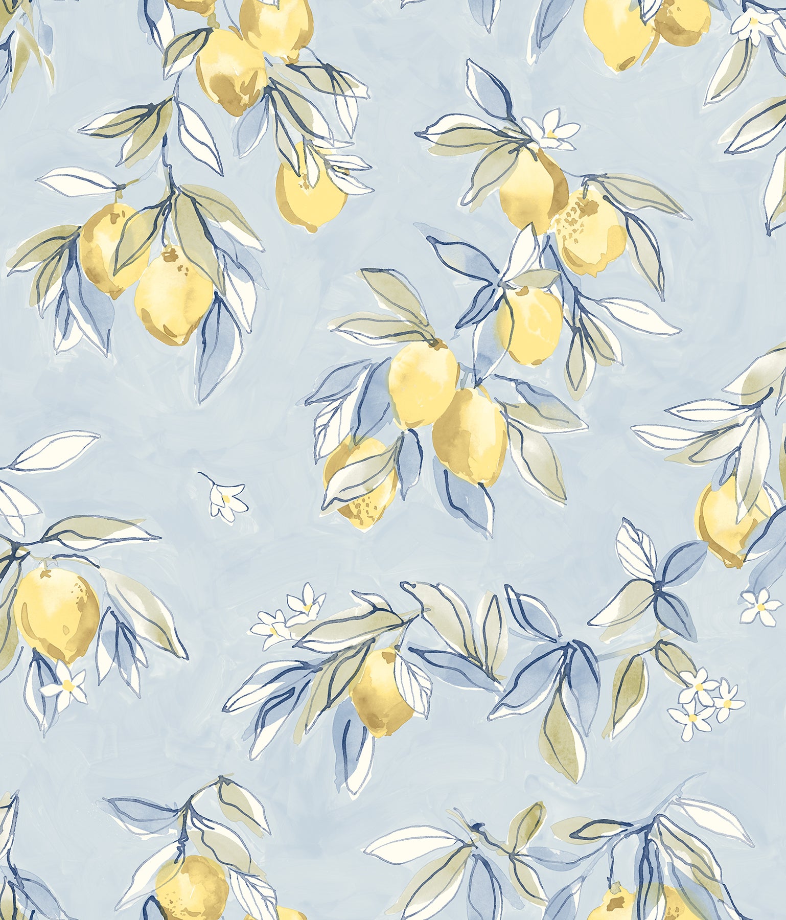 Chesapeake Lemonade Light Blue Citrus Wallpaper, 20.5-in by 33-ft