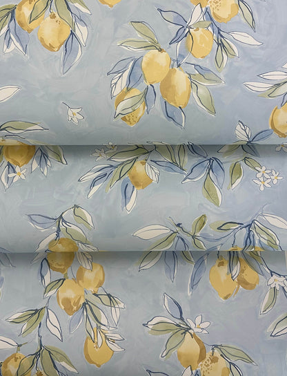 Chesapeake Lemonade Light Blue Citrus Wallpaper, 20.5-in by 33-ft