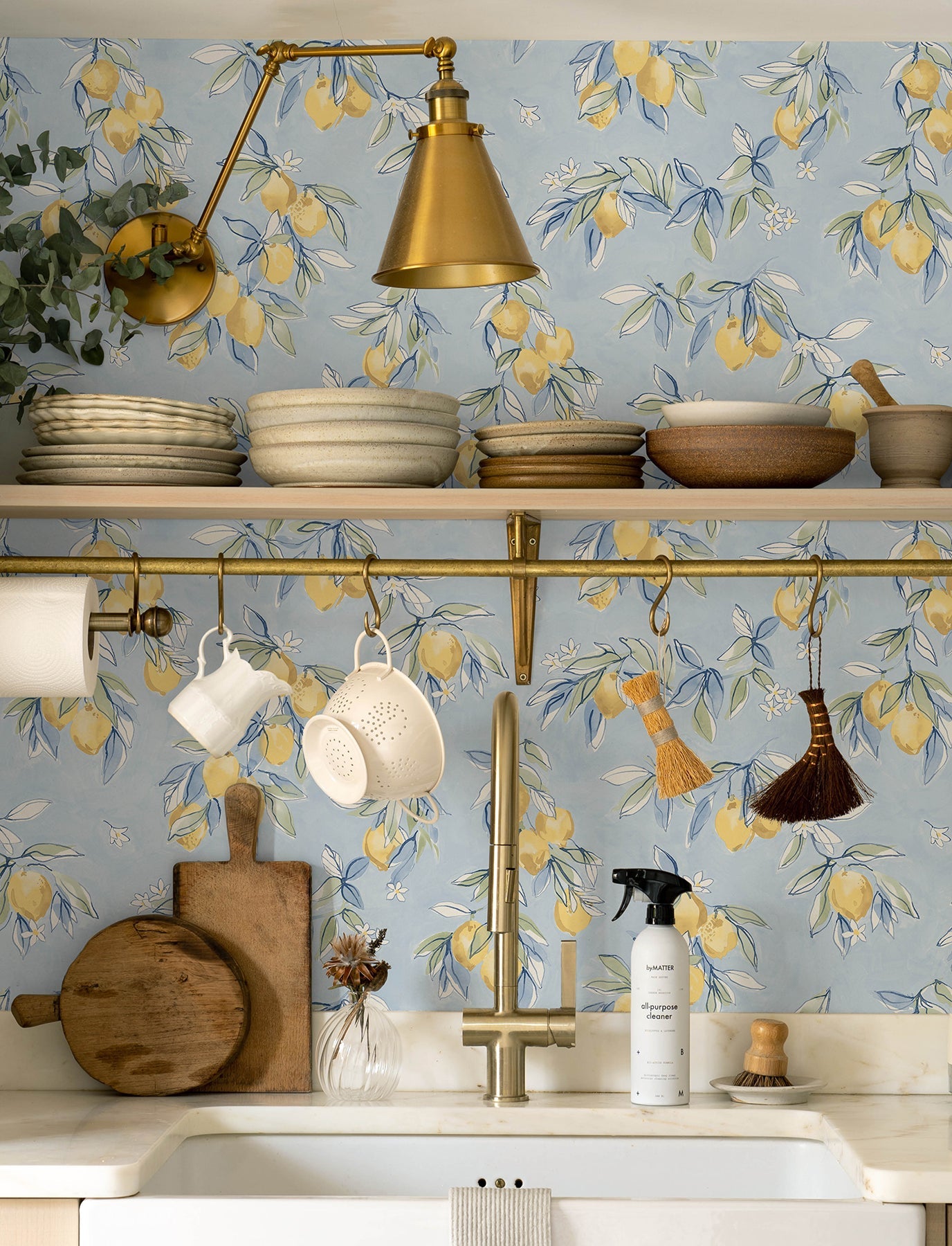 Chesapeake Lemonade Light Blue Citrus Wallpaper, 20.5-in by 33-ft