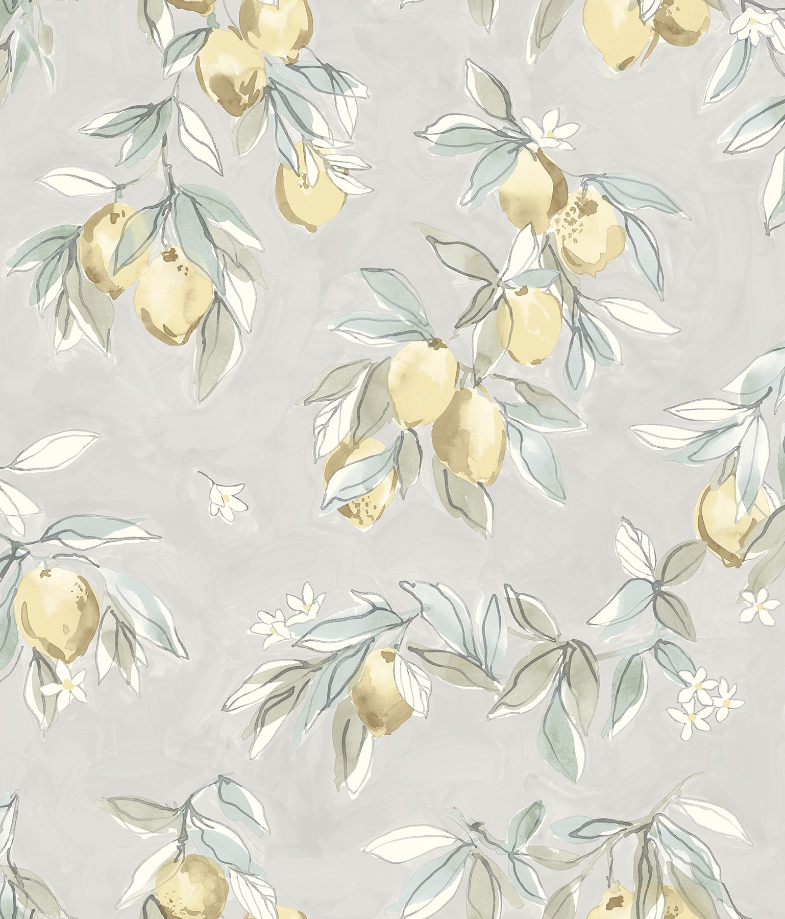 Chesapeake Lemonade Charcoal Citrus Wallpaper, 20.5-in by 33-ft