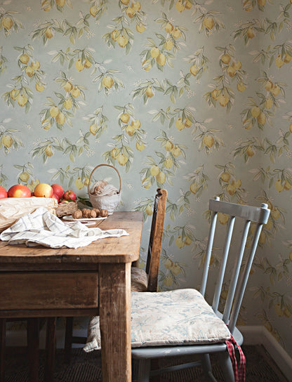 Chesapeake Lemonade Aqua Citrus Wallpaper, 20.5-in by 33-ft