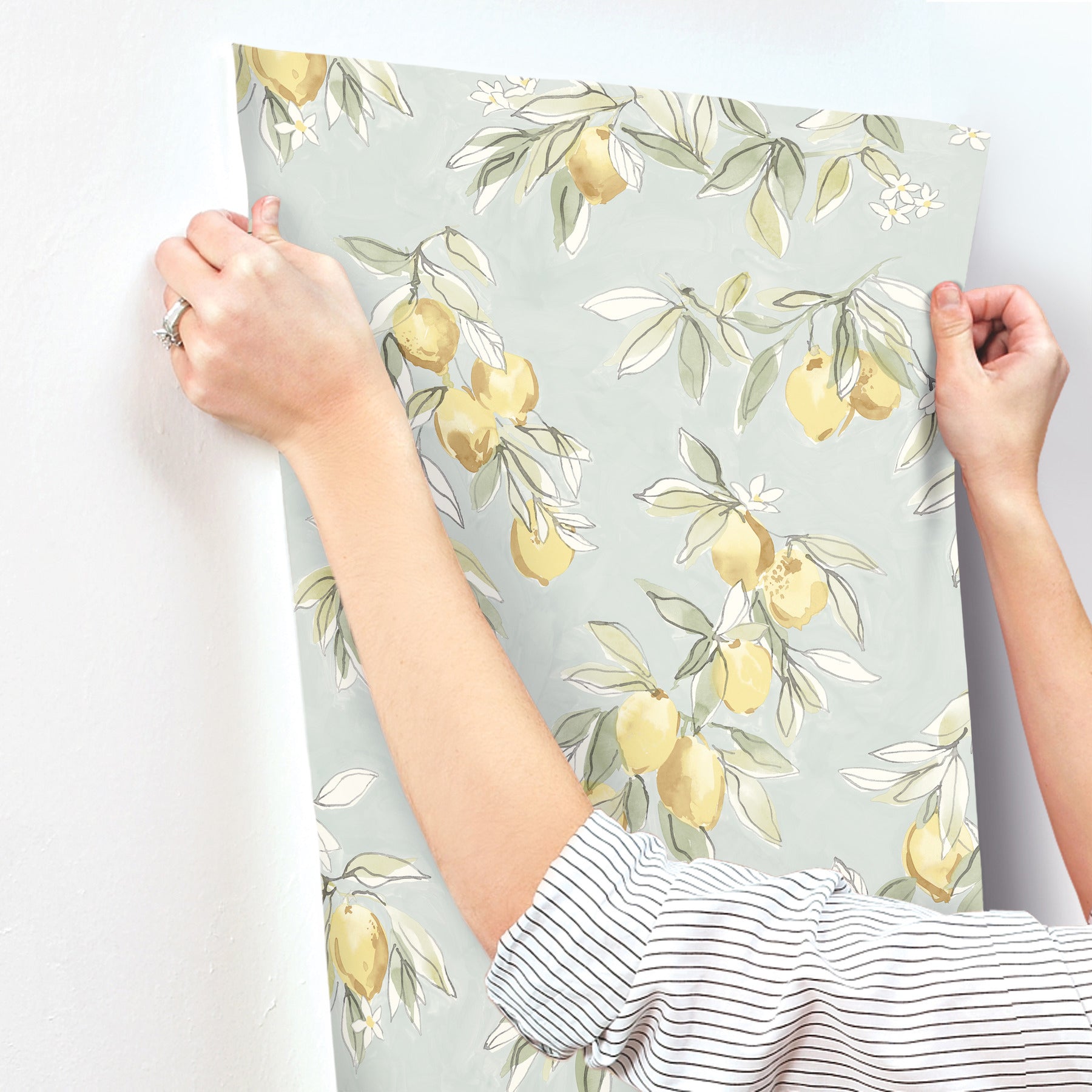 Chesapeake Lemonade Aqua Citrus Wallpaper, 20.5-in by 33-ft