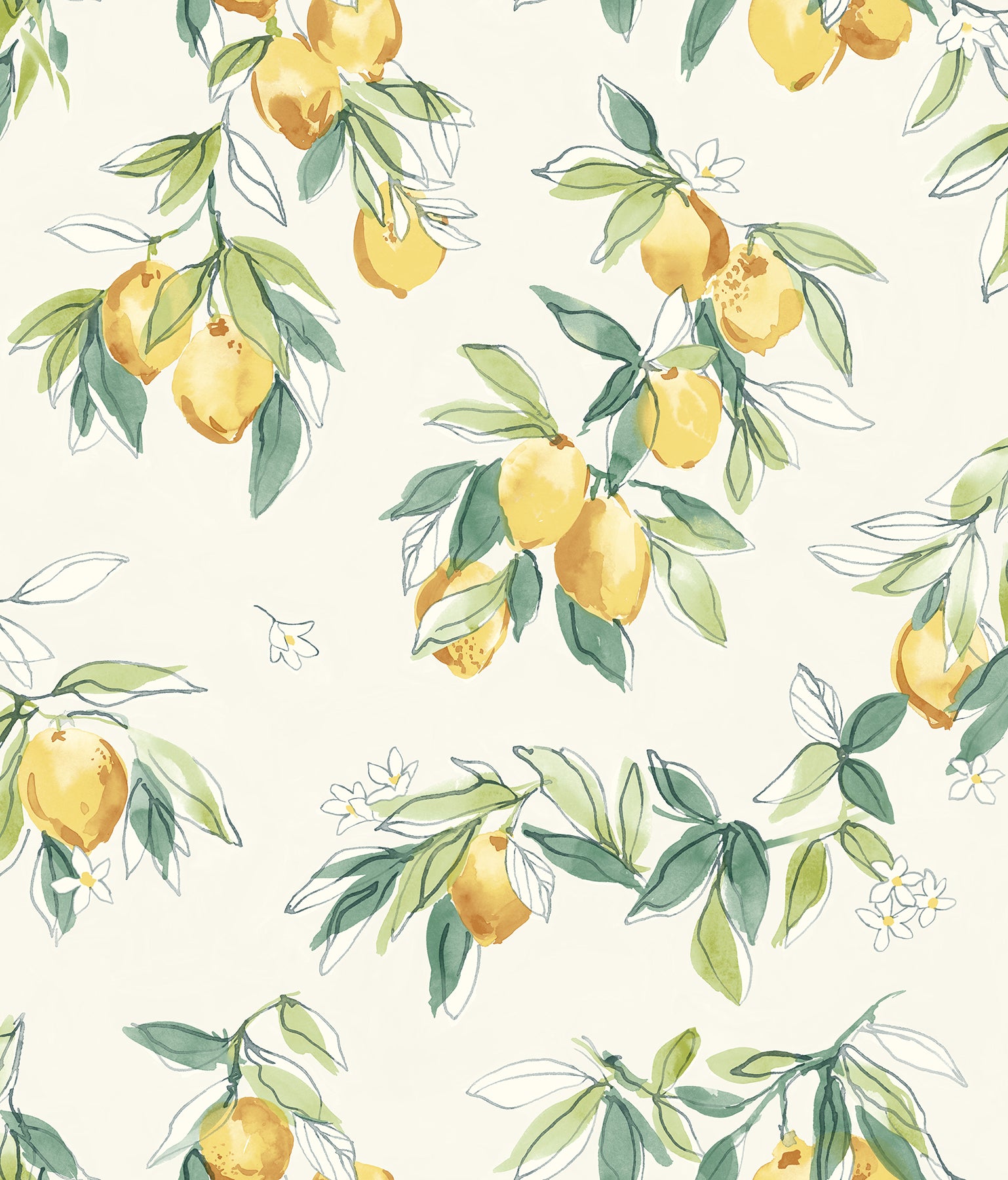 Chesapeake Lemonade Yellow Citrus Wallpaper, 20.5-in by 33-ft