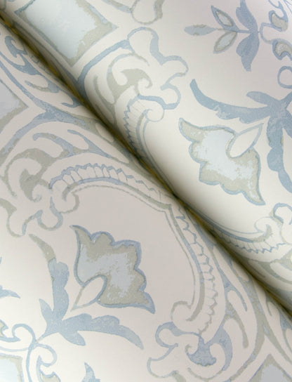 Chesapeake Marjoram Light Blue Floral Tile Wallpaper, 20.5-in by 33-ft