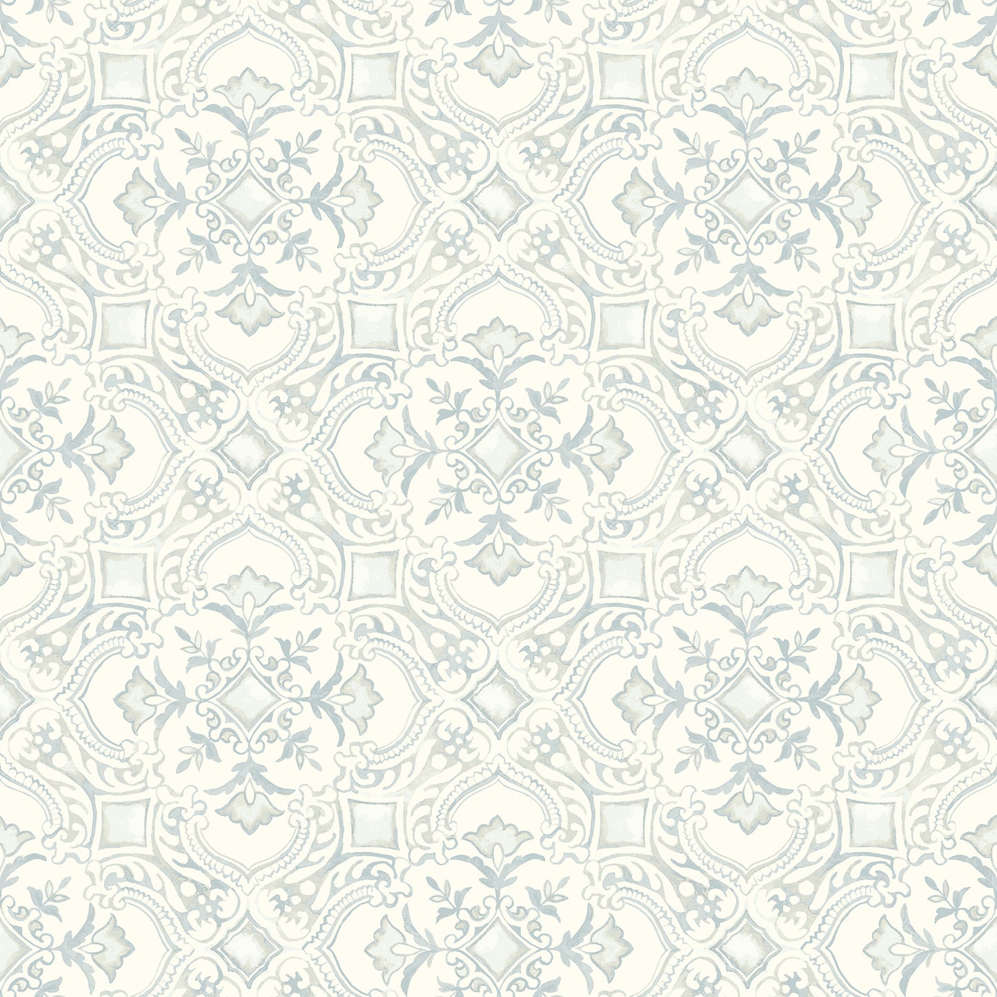 Chesapeake Marjoram Light Blue Floral Tile Wallpaper, 20.5-in by 33-ft