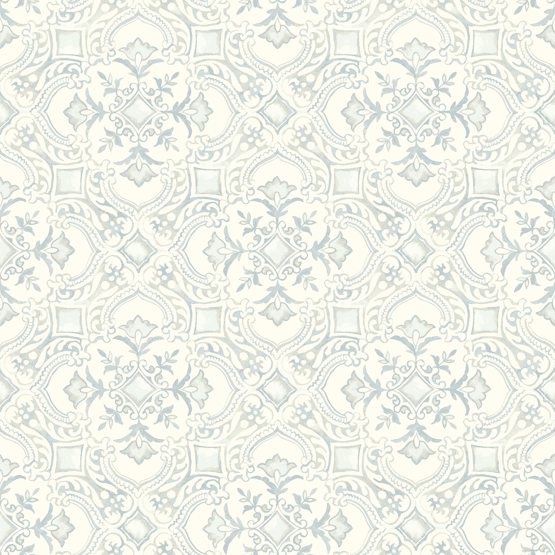 Chesapeake Marjoram Light Blue Floral Tile Wallpaper, 20.5-in by 33-ft