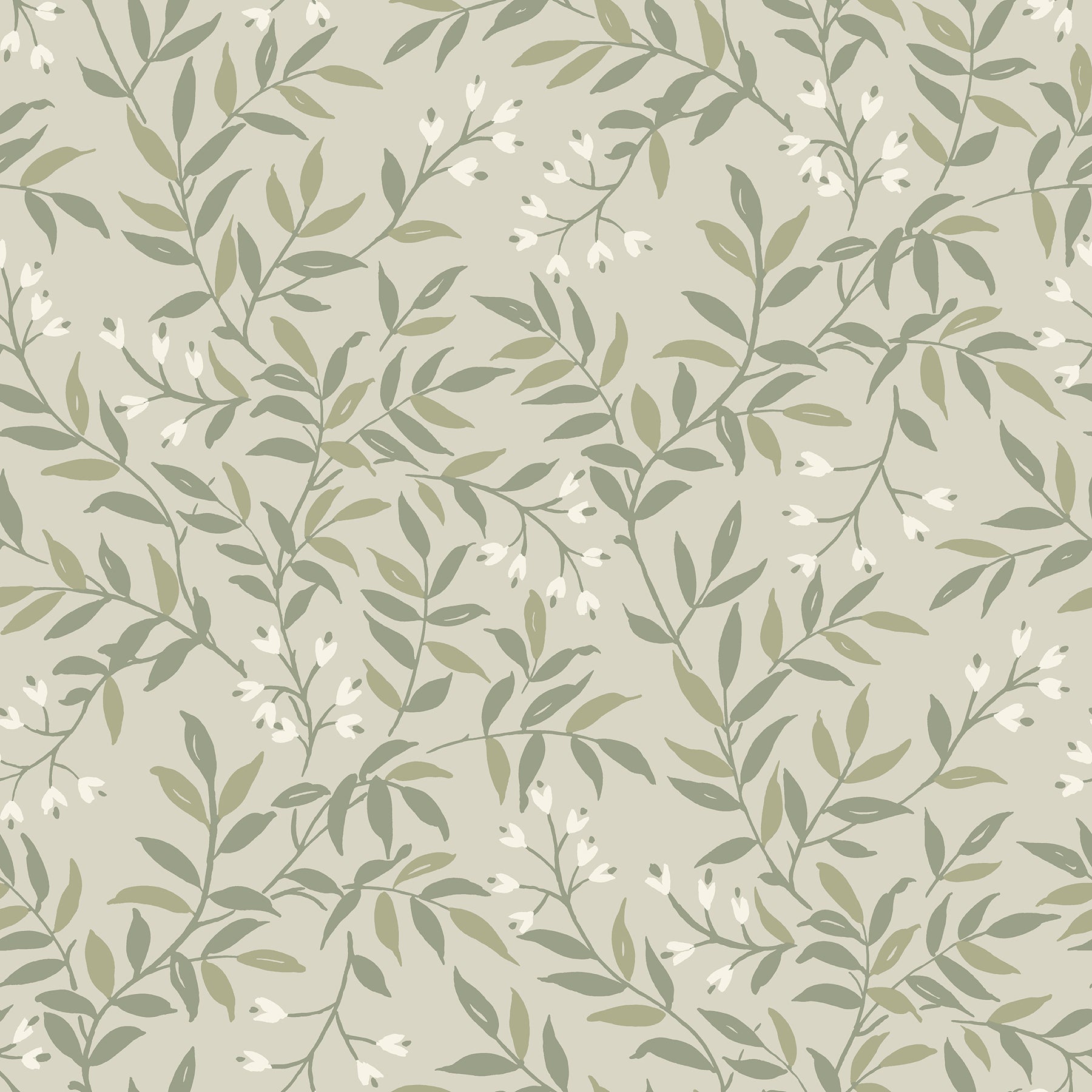 Chesapeake Senna Green Budding Vines Wallpaper, 20.5-in by 33-ft