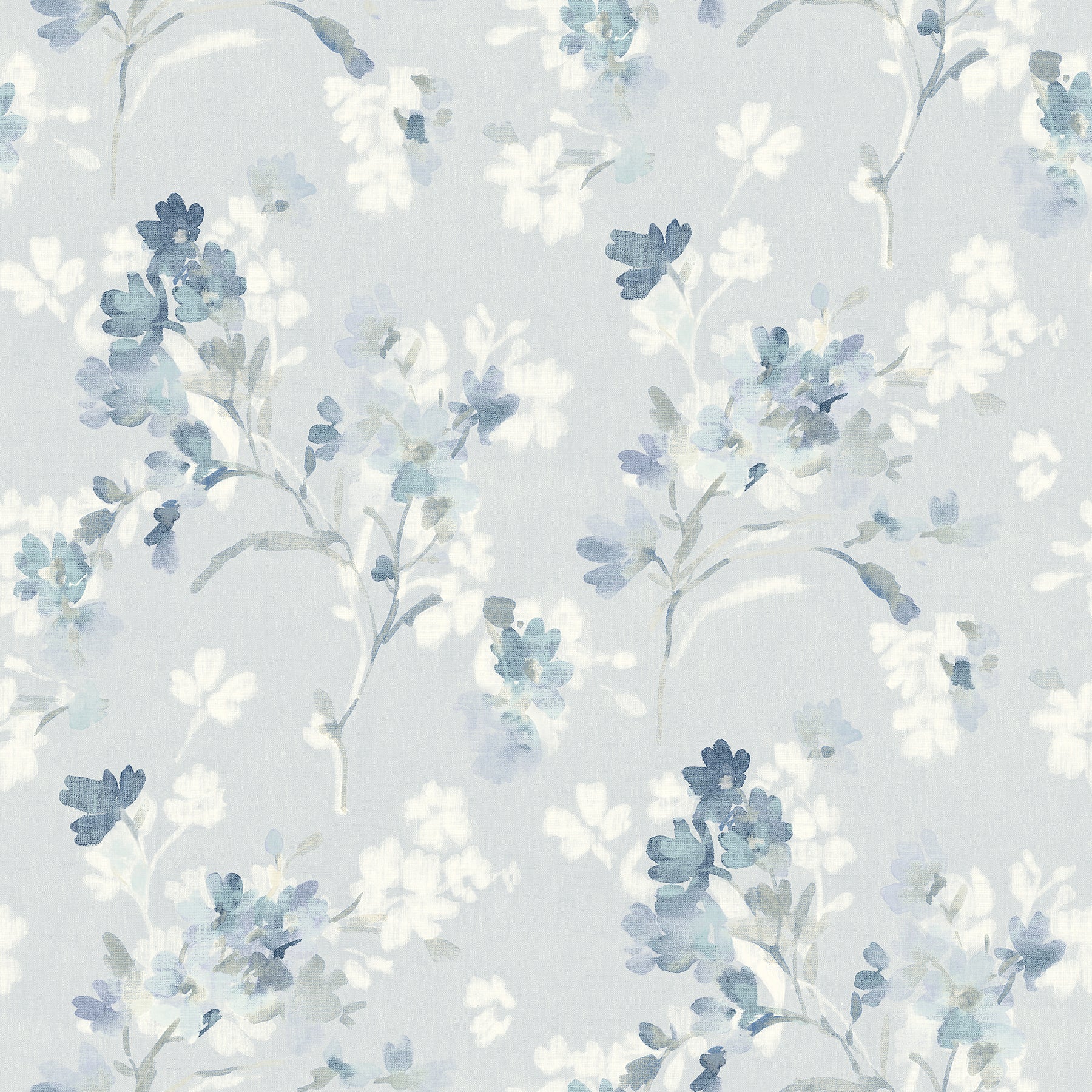 Chesapeake Azalea Light Blue Floral Branches Wallpaper, 20.5-in by 33-ft