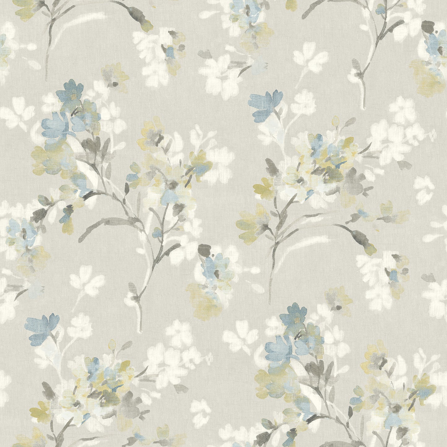 Chesapeake Azalea Light Grey Floral Branches Wallpaper, 20.5-in by 33-ft