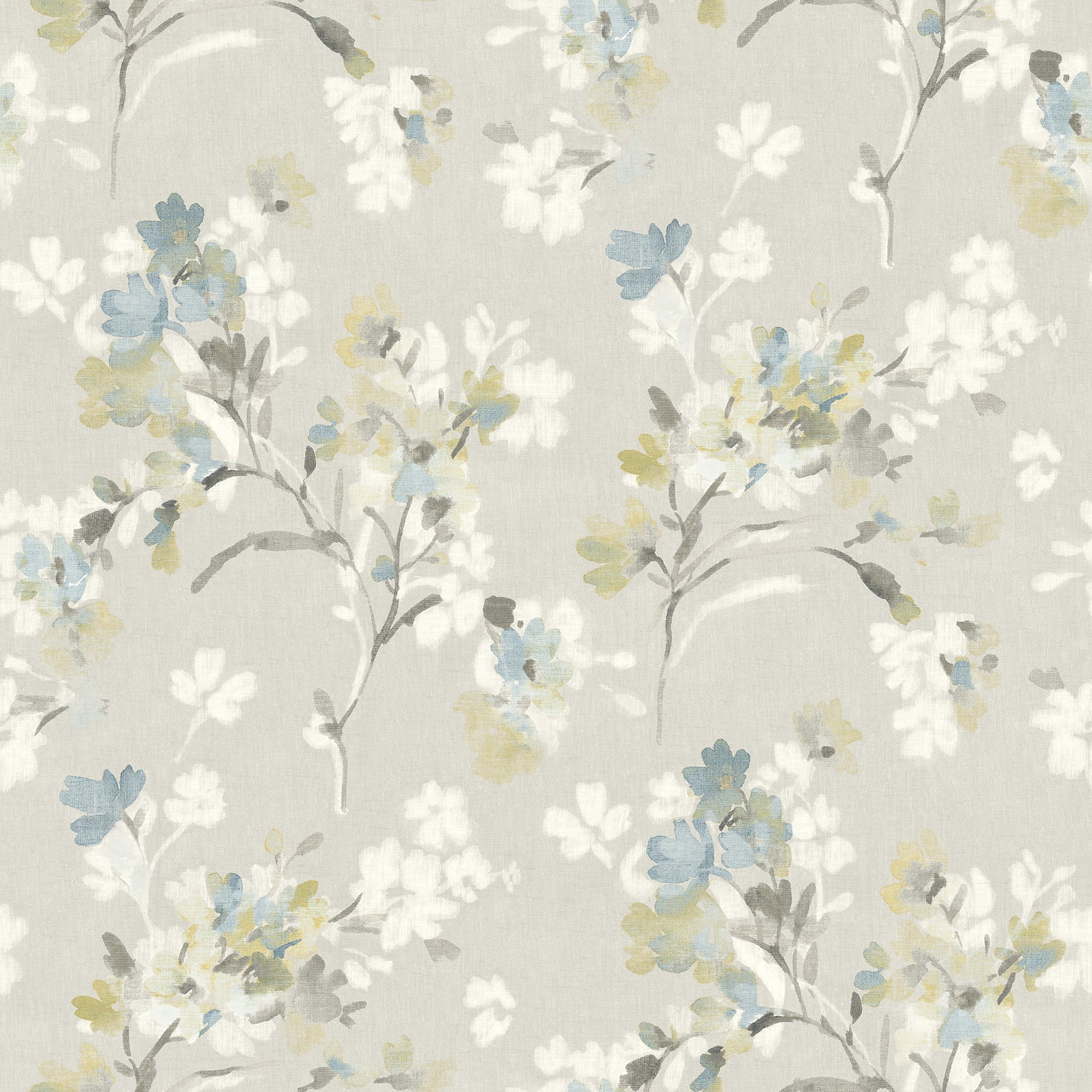 Chesapeake Azalea Light Grey Floral Branches Wallpaper, 20.5-in by 33-ft