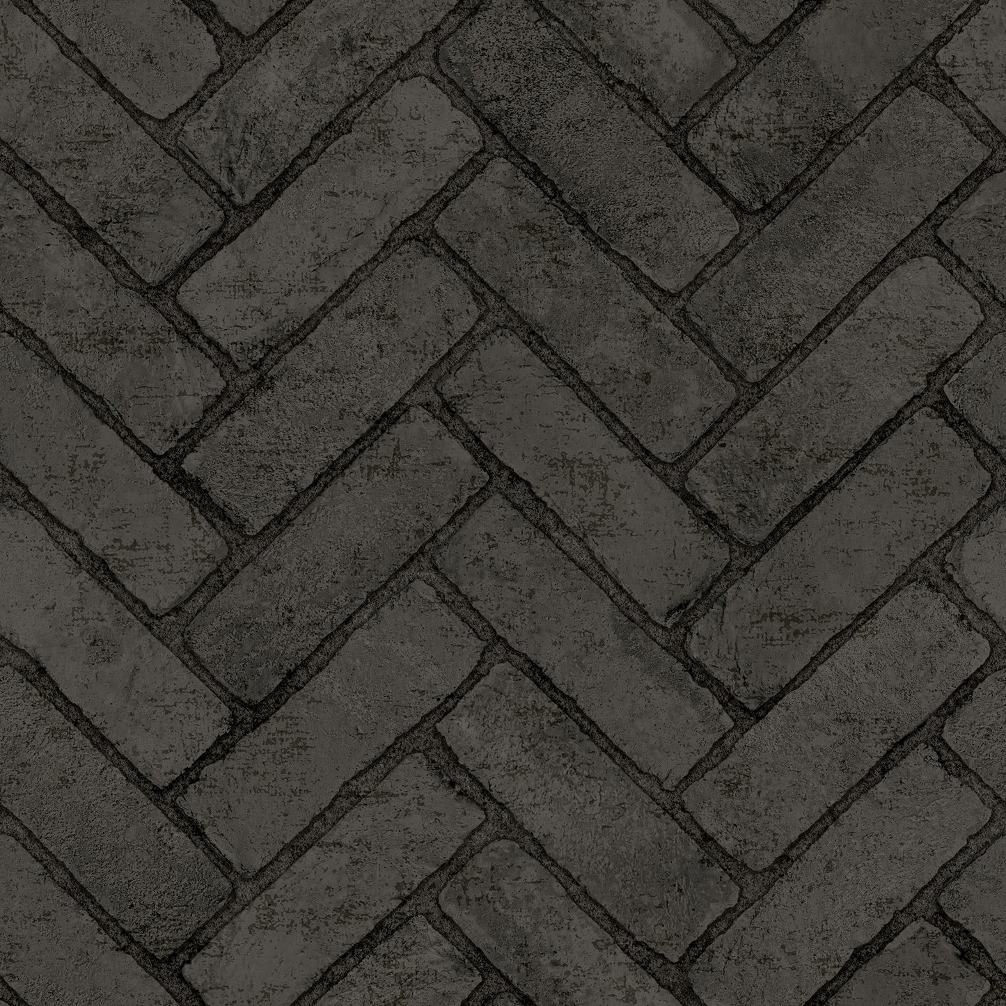 Chesapeake Canelle Black Brick Herringbone Wallpaper, 20.5-in by 33-ft