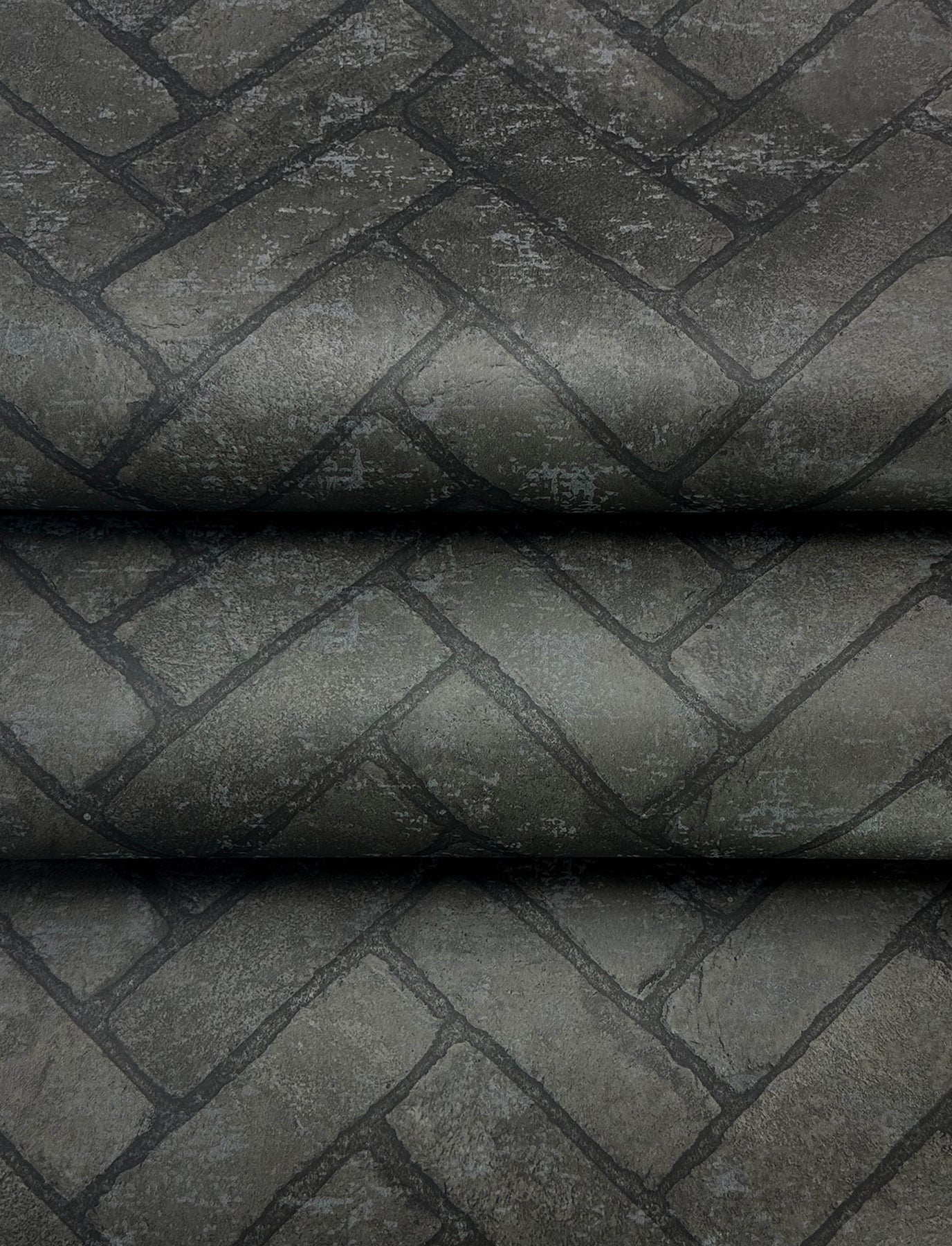 Chesapeake Canelle Black Brick Herringbone Wallpaper, 20.5-in by 33-ft