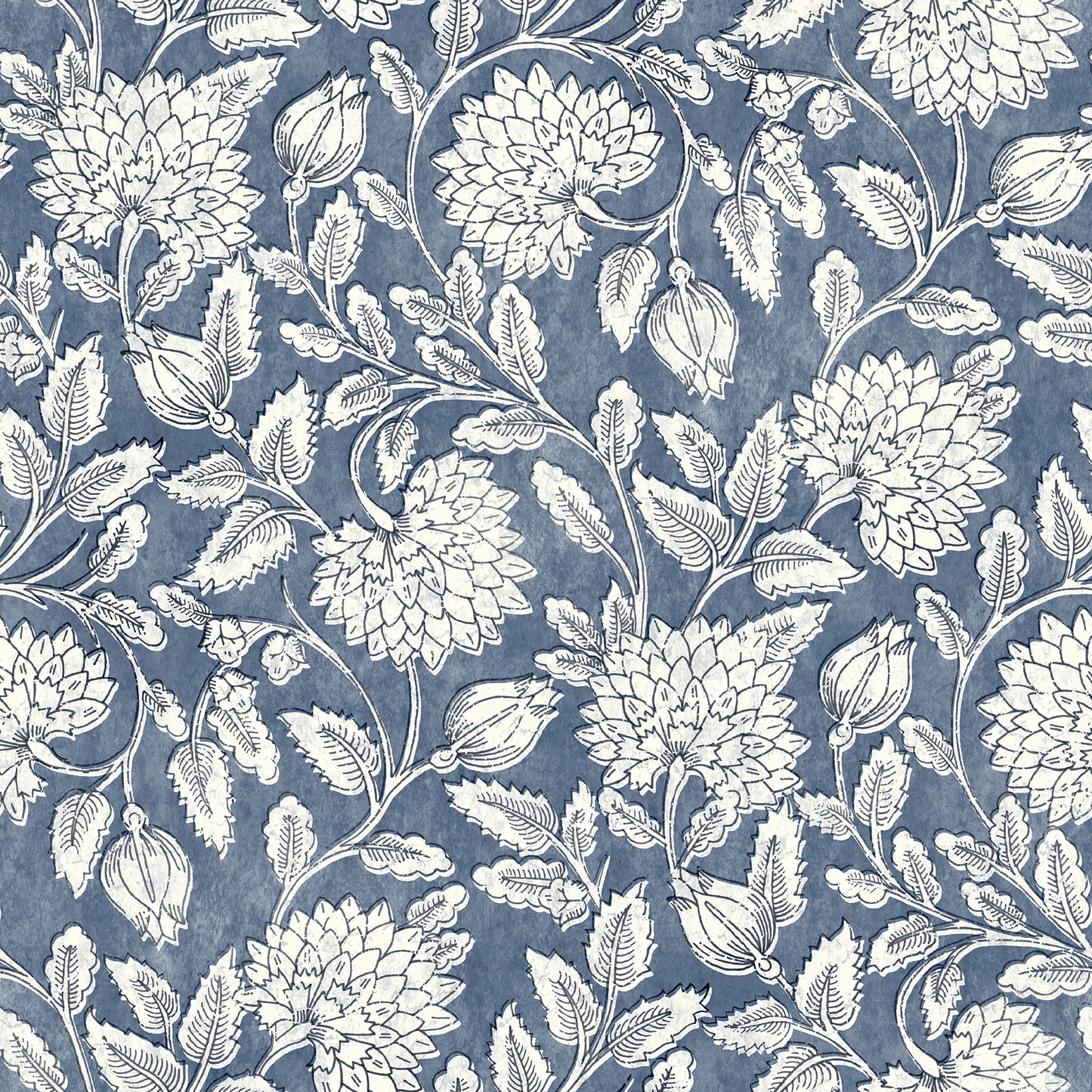 Chesapeake Vadouvan Navy Jacobean Trail Wallpaper, 20.5-in by 33-ft