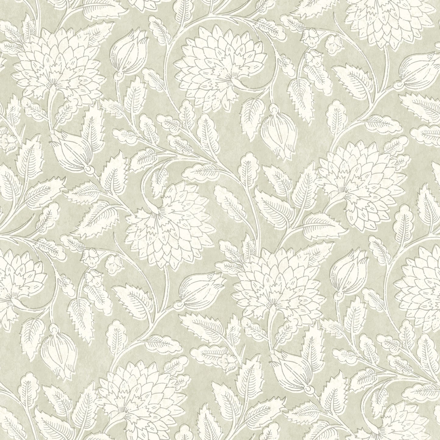 Chesapeake Vadouvan Sage Jacobean Trail Wallpaper, 20.5-in by 33-ft