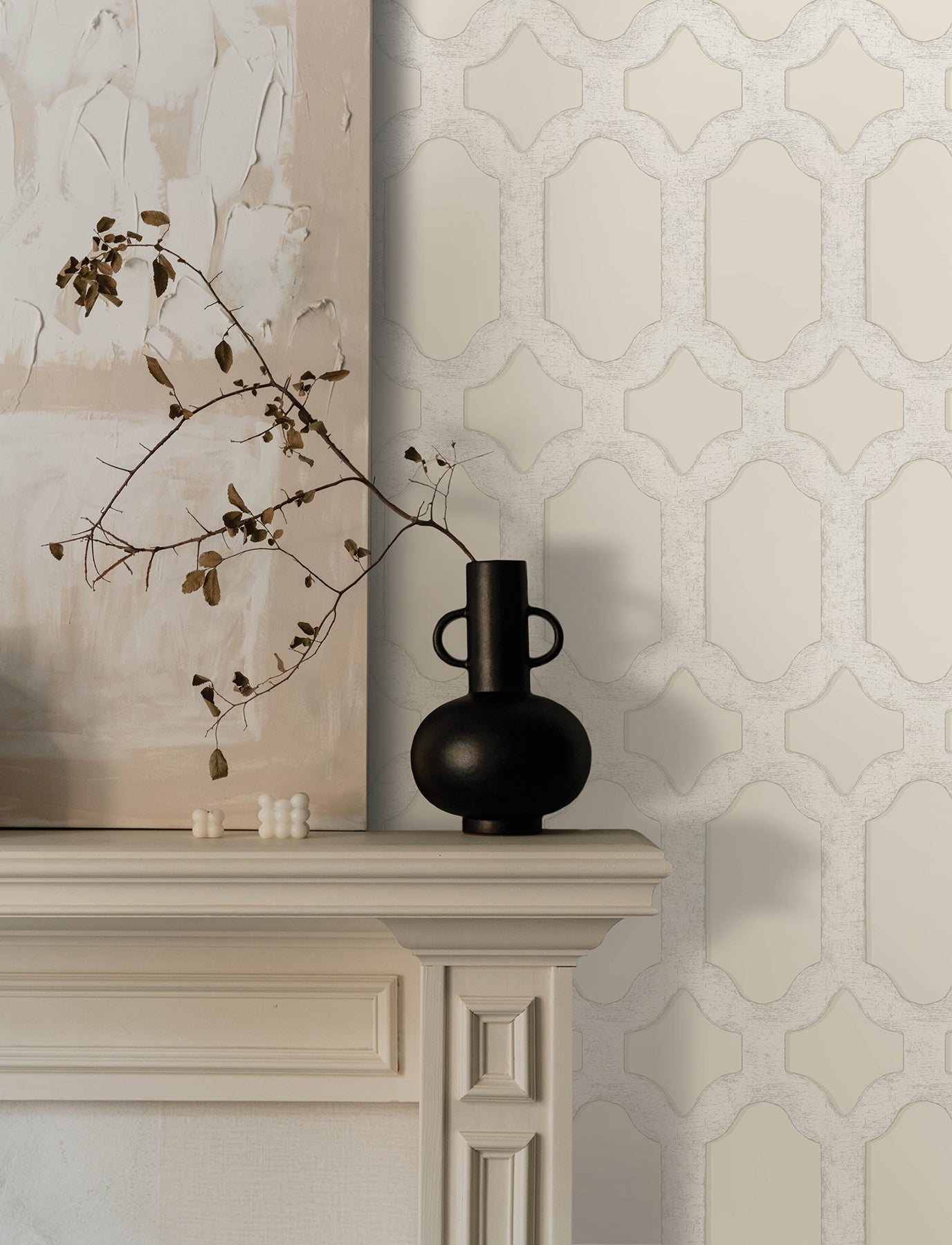 Chesapeake Chervil Cream Trellis Wallpaper, 20.5-in by 33-ft