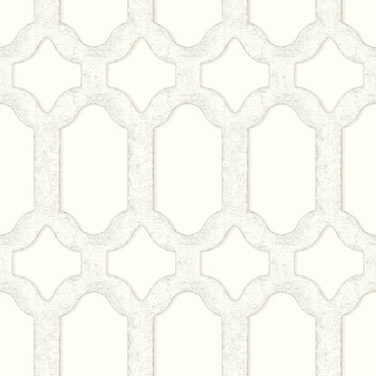 Chesapeake Chervil White Trellis Wallpaper, 20.5-in by 33-ft