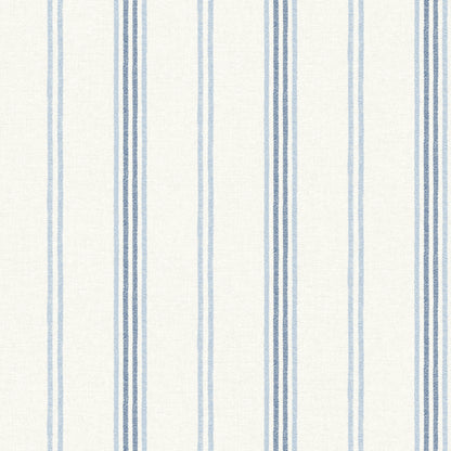 Chesapeake Lovage Blue Linen Stripe Wallpaper, 20.5-in by 33-ft