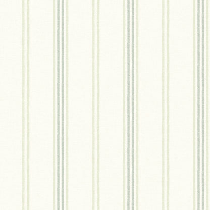 Chesapeake Lovage Green Linen Stripe Wallpaper, 20.5-in by 33-ft